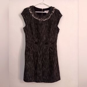 NANETTE LEPORE sleeveless black & white tweed dress size 10